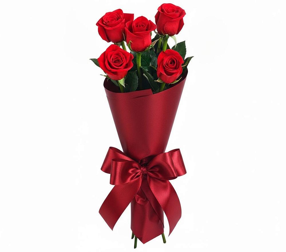 Букет 5 Красных роз Эдлесс Лав в Ивантеевке Саратовской области