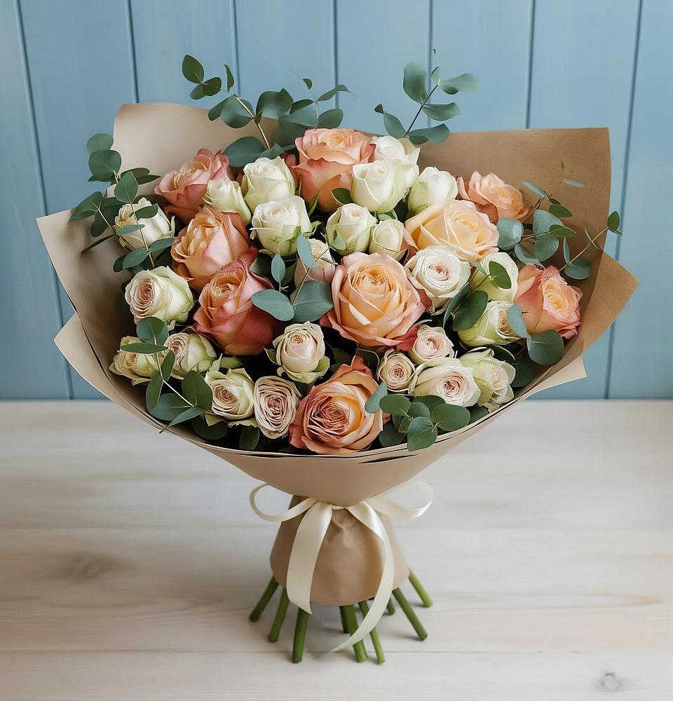 Букет цветов из: Альстромерии и Розы в Ивантеевке Саратовской области