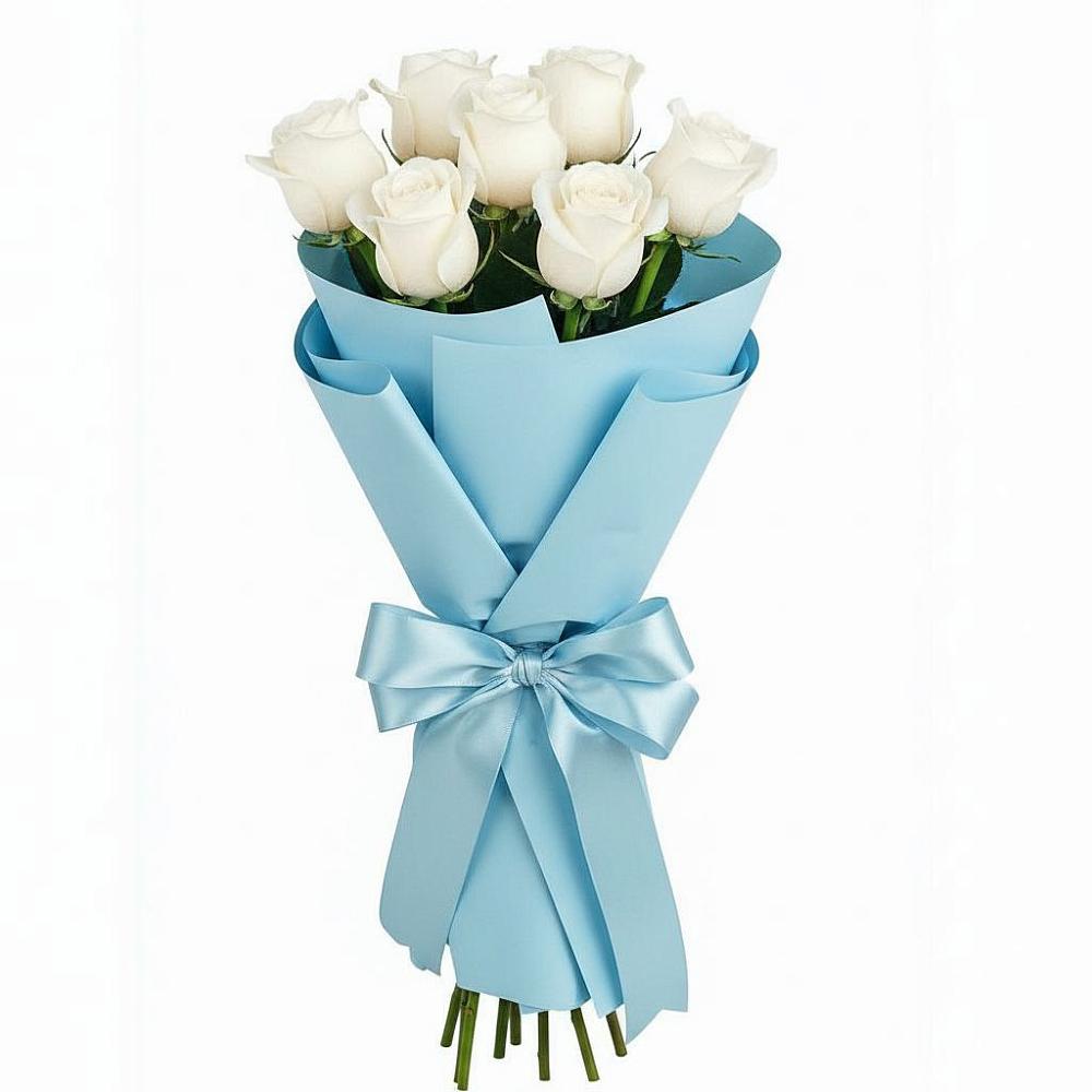 Букет 7 белых роз Проуд в Ивантеевке Саратовской области