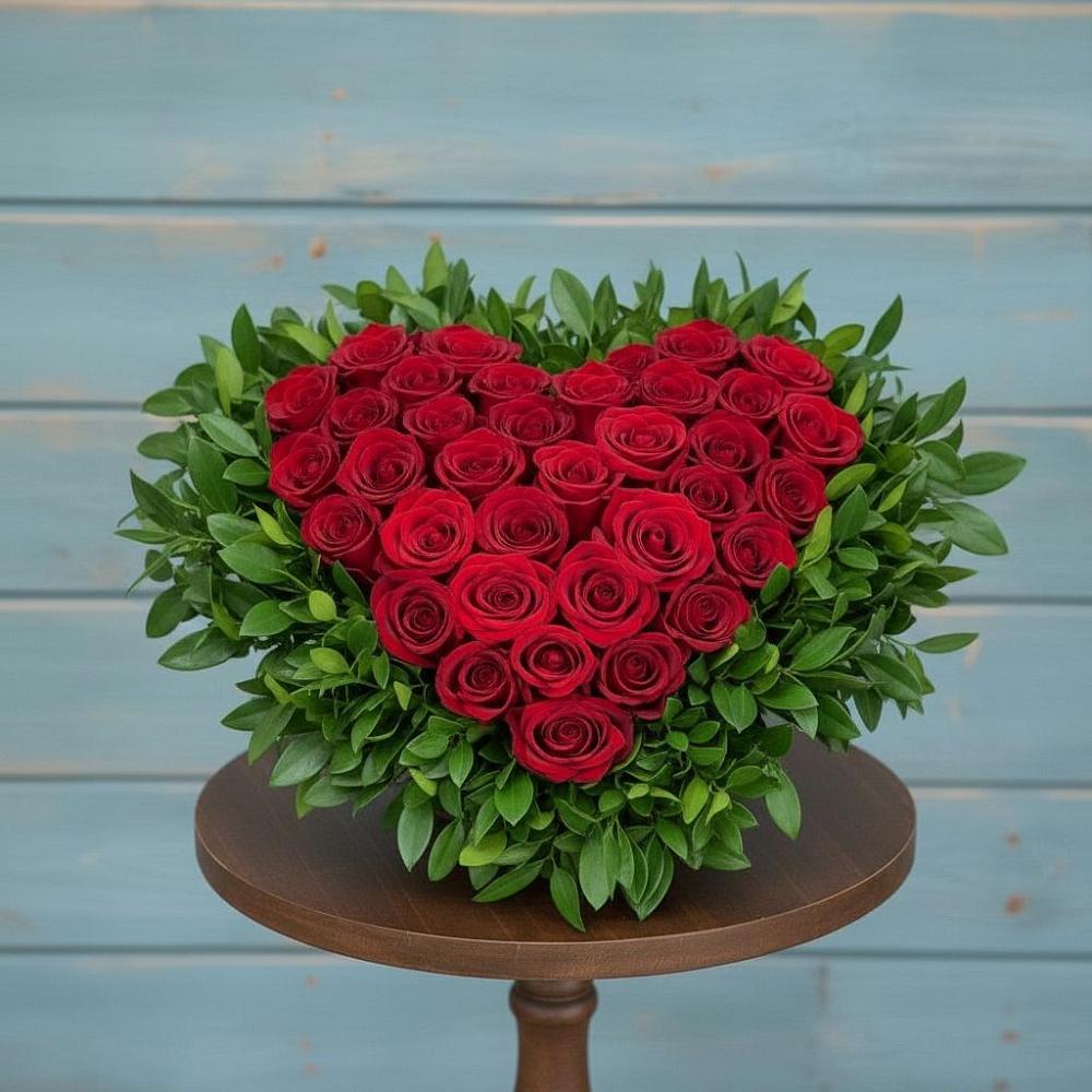 Цветочная композиция из Розы в виде сердца в Ивантеевке Саратовской области