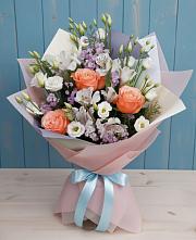 Букет цветов из:  Лизиантусы, Розы, Альстромерии и Гипсофила #REPLACE_PRED# Ивантеевке Саратовской области