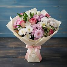 Букет цветов из:  Хризантемы, Альстромерии и Розы в Ивантеевке Саратовской области