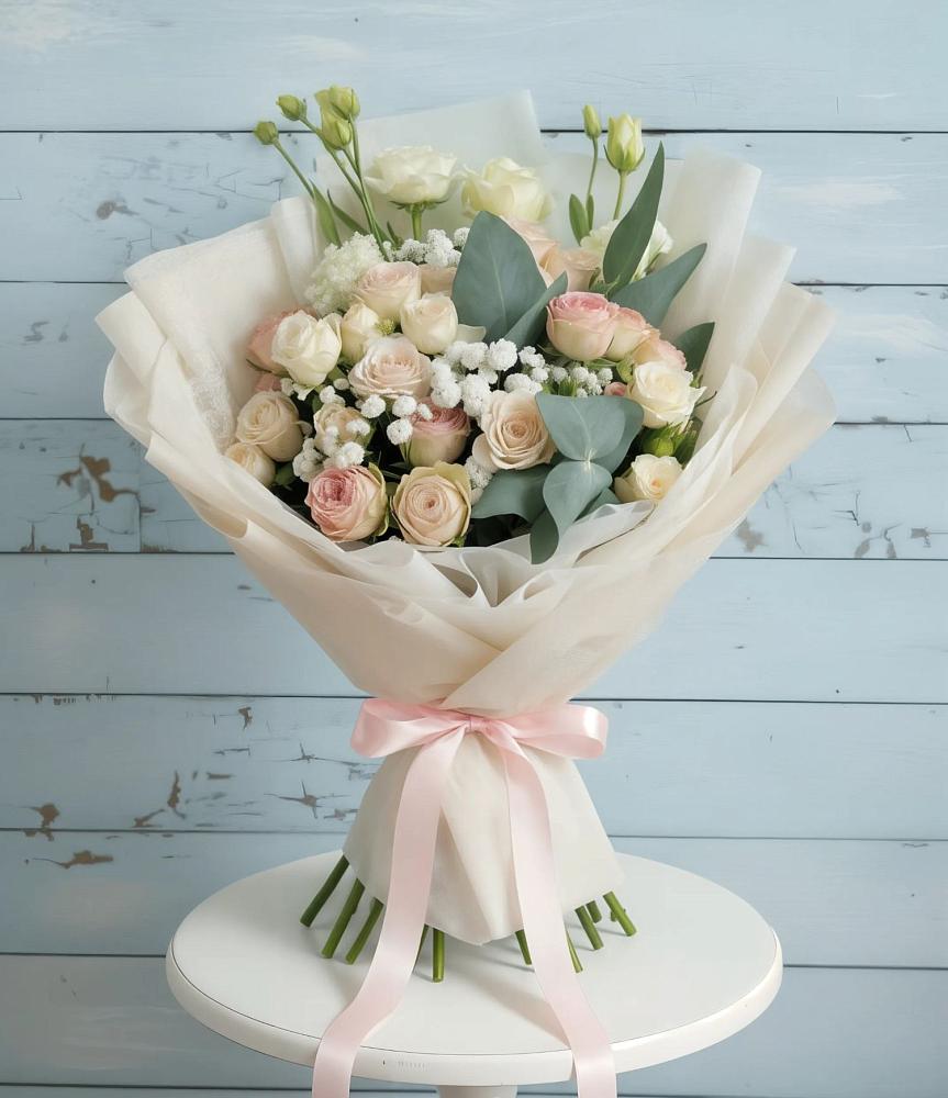 Букет цветов из: Розы и Лизиантусы в Ивантеевке Саратовской области