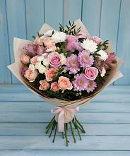 Букет цветов из:  Хризантемы, Розы и Альстромерии в Ивантеевке Саратовской области