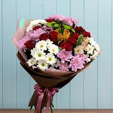 Букет цветов из:  Розы, Хризантемы и Альстромерии #REPLACE_PRED# Ивантеевке Саратовской области